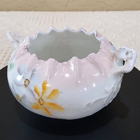 1900's Dainty Antique Hand Painted Daisy Flower Pinch Top Hair Catch Bowl Vanity - Picture 5 of 17
